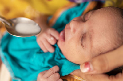 Close-up of boy with iv drip