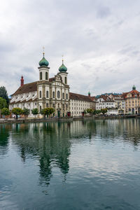 Reflection of buildings in water