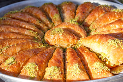 Traditional turkish desserts baklava on a tray
