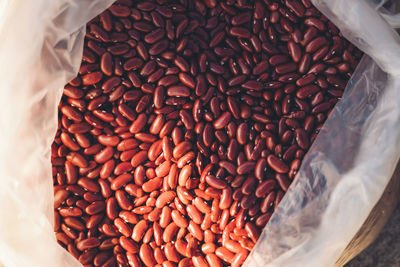 High angle view of kidney beans for sale in market