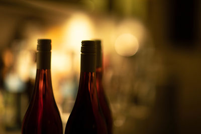 Close-up of wine glass bottle