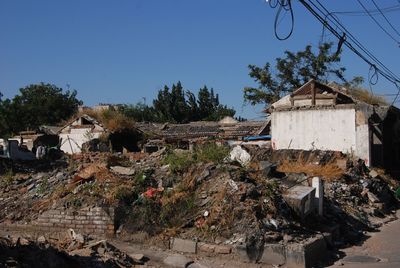 Abandoned built structure against clear sky