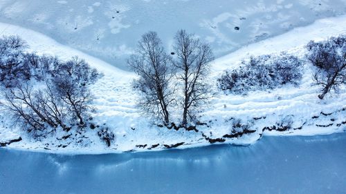 Scenic view of frozen lake by trees
