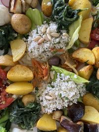 High angle view of fruits in plate