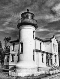 Low angle view of built structure against cloudy sky