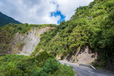 Road amidst trees against sky