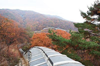 Scenic view of mountain against sky during autumn