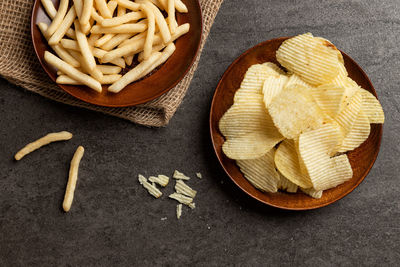 High angle view of food on table