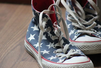 High angle view of shoes on table