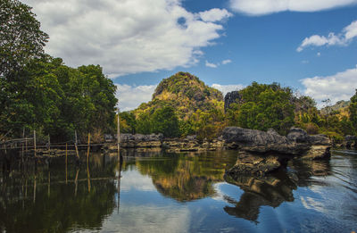 Scenic view of lake against sky