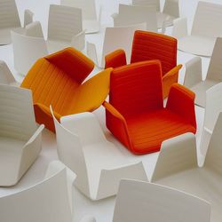 High angle view of empty chairs on table