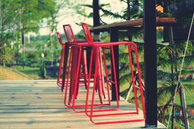Red seat in park