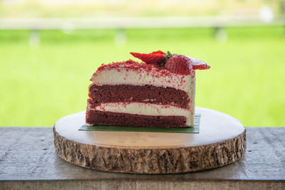 Close-up of cake on table