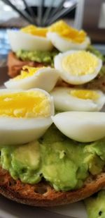 Close-up of breakfast served in plate