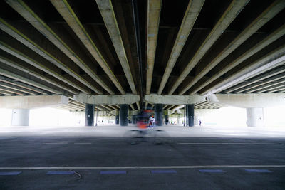 Low angle view of man in parking lot