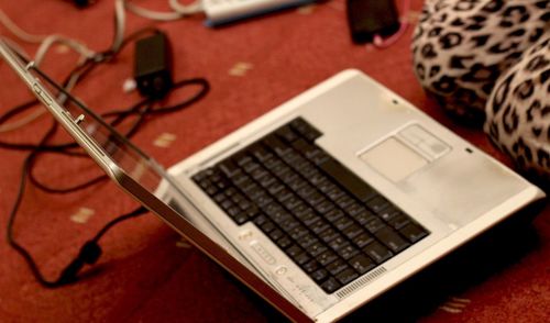 Close-up of laptop on table