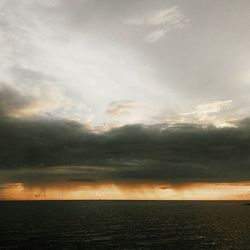 Scenic view of sea against cloudy sky