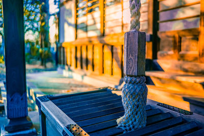 Close-up of metallic railing