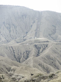 High angle view of snowcapped mountains