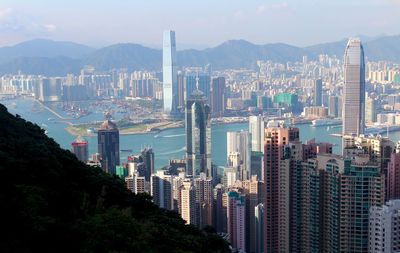 Aerial view of city at waterfront