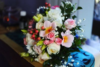 Close-up of flowers in vase on table