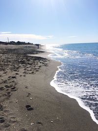 Scenic view of beach against clear sky