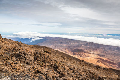 Scenic view of dramatic landscape against sky