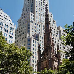Low angle view of buildings against clear sky