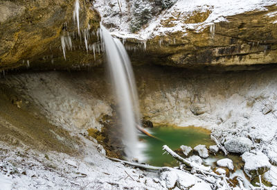 Scenic view of waterfall