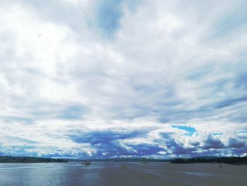 Scenic view of sea against cloudy sky