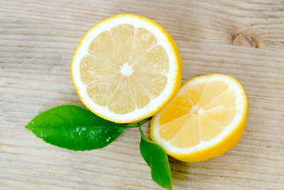 High angle view of lemon on table