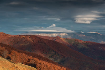 Scenic view of mountains against sky