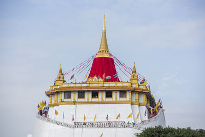 Low angle view of temple against sky