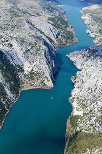 Aerial view of the canyon of the krka river