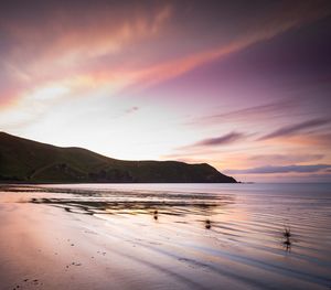 Scenic view of sea at sunset