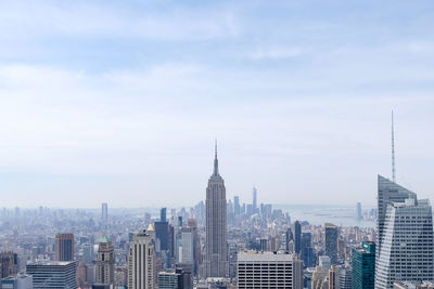 New york city skyline with blue sky with copy space