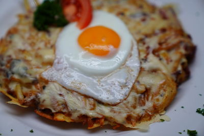 Close-up of breakfast served in plate