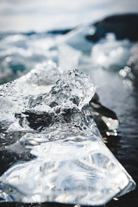 Close-up of frozen sea