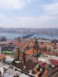 High angle view of townscape against sky