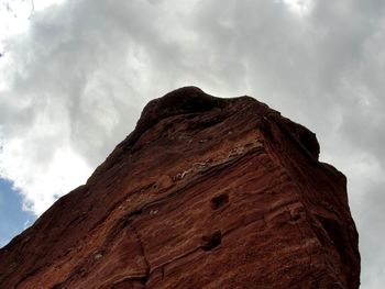 Low angle view of rock formations against sky