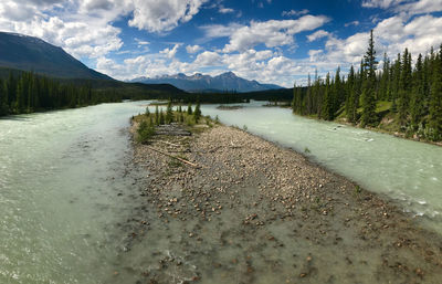 Scenic view of lake against sky