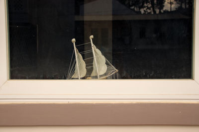 Close-up of window sill at home