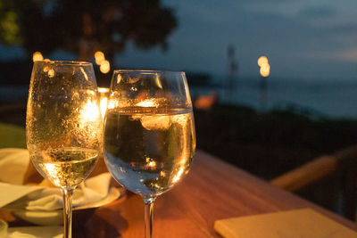 Close-up of wine glass on table at restaurant