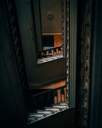 High angle view of staircase in building