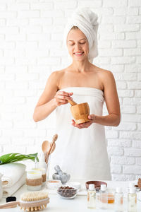 Young woman holding food