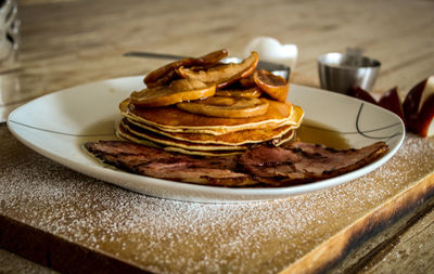 Close-up of breakfast on table