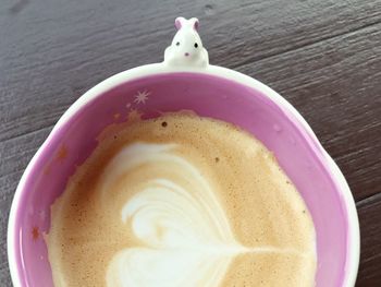 High angle view of coffee on table