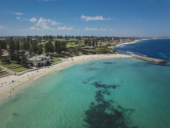 High angle view of beach against sky