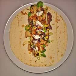 High angle view of vegetables in bowl on table