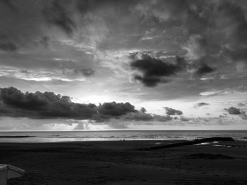 Scenic view of sea against cloudy sky